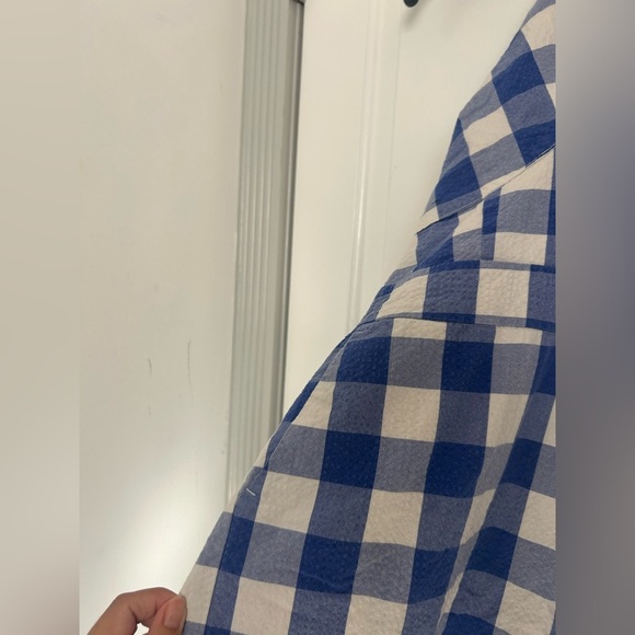 Maeve Anthropologie Halter Micro-Mini Blue Gignham romper size 6 preppy plaid - Picture 9 of 16